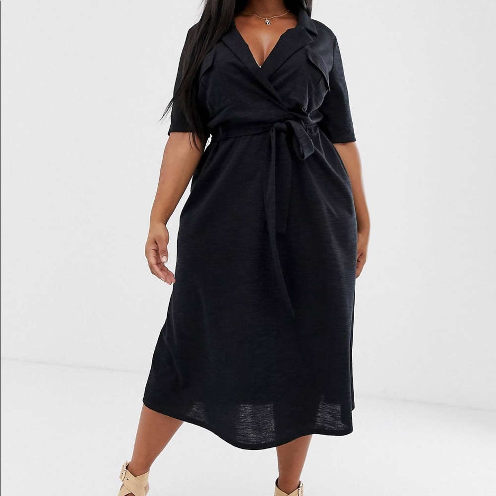ASOS DESIGN Curve Midi Belted Shirt Dress